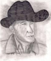 The Cowboy - Pencil And Paper Drawings - By Ronald Tomlin, Pencil Drawing Artist