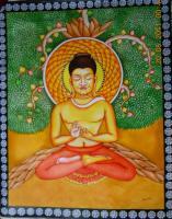 Budha - Acrylic On Canvas Paintings - By Kannan Kk, Mural Style Painting Artist