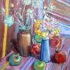 Flowers With Fruits And Thorns - Oil On Canvas Paintings - By Arthur Khachar, Still Life Painting Artist