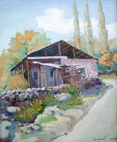 House In Byurakan Village - Oil On Canvas Paintings - By Arthur Khachar, Impressionism Painting Artist