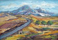 Landscape - Road To Aragats Mountain - Oil On Canvas