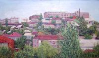Yerevan View From My Window - Oil On Canvas Paintings - By Arthur Khachar, Realism Painting Artist
