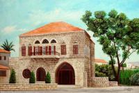 L 074 - Lebanese Old House - Batroun - Acrylic Paintings - By Georges Serhal, Realism Painting Artist