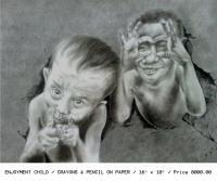 Enjoymet Child - Pencil On Paper Paintings - By Babulal Saren, Pencil On Paper Painting Artist