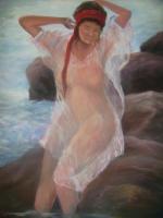 Ruth On The Rock - Canvas Oil Base Paint Paintings - By Rodigos De Art, Impressionist Painting Artist