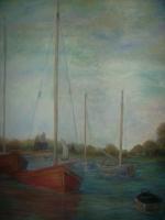 Sailboats - Canvas Oil Base Paint Paintings - By Rodigos De Art, Impressionist Painting Artist
