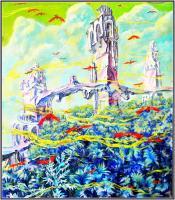 Towers - Oil Dvp Paintings - By Leo Karnaukhov, Surrealism Painting Artist
