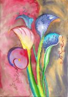 Calla Lilies - Watercolor Paintings - By Angela Nhu, Art Nouveau Painting Artist