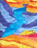 Grand Canyon - Watercolor Paintings - By Angela Nhu, Whimsical Painting Artist