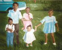 Commissioned Family Portrait - Oil On Canvas Paintings - By Angela Nhu, Impressionist Painting Artist