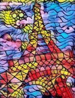 Travel - Paris At Night - Gel Pen Watercolor  Digital Fi