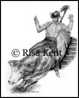 Bull Rider - Graphite Drawings - By Risa Kent, Realism Drawing Artist