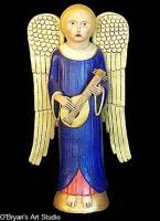 Singing Angel Playing A Lute - Ceramic Sculptures - By Mark Obryan, Regional Stylized Sculpture Artist