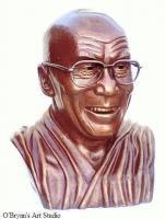 Bronze Bust Sculpture Of H H The Dalai Lama - Bronze Sculptures - By Mark Obryan, Realism Sculpture Artist