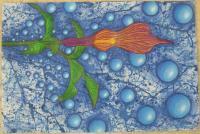 Bubbles Of Arisaema - Prisma Colors Drawings - By Laura Burris, Splatter Paint Drawing Artist