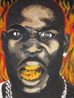 Fire-Dmx - Acrylic Paintings - By Marquita Rochelle, Pointillism Painting Artist