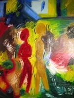 Fighting - Oil Paintings - By Marquita Rochelle, Abstract Painting Artist
