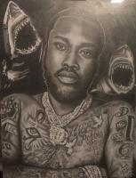 Meek Mill - Graphite Drawings - By Marquita Rochelle, Realistic Drawing Artist