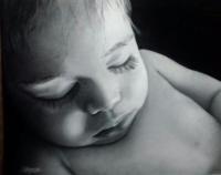 Sleeping Baby - Pencil And Marker Mixed Media - By Allen Palmer, Portrait Mixed Media Artist