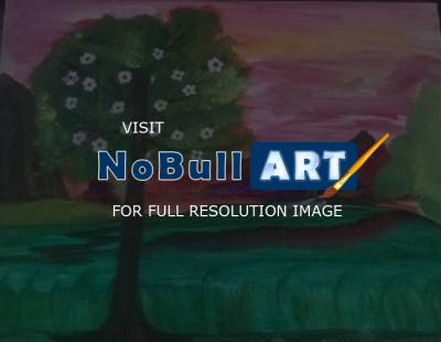 Acrylic Painting - Cherry Blossom Field - Acrylic Painting