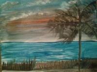 Sunset Waters - Watercolors Paintings - By Tonya Atkins, Landscape Painting Artist