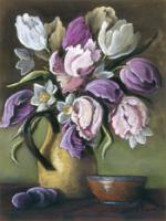 Floral 2 Yellow Pitcher - Pastel Paintings - By Michael Scherer, Realistic Painting Artist