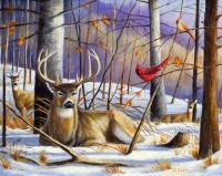 Winter Song - Acrylic Paintings - By Michael Scherer, Wildlife Painting Artist