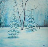 Winter Morning - Oil On Canvas Panel Paintings - By Marina Lavrova, Realism Painting Artist