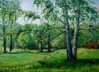 Birches In Summer - Oil On Canvas Paintings - By Marina Lavrova, Realism Painting Artist