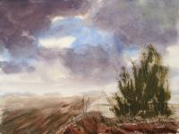 Watercolor Paintings - Cloudy Sky Landscape - Watercolor