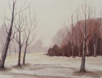Winter Landscape 07 - Watercolor Paintings - By Hans Aabeck-Ackermann, Impressionist Painting Artist
