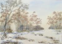 Wintertime In The Woods - Watercolor Paintings - By Hans Aabeck-Ackermann, Impressionist Painting Artist