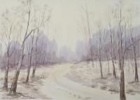 Winter Landscape 16 - Watercolor Paintings - By Hans Aabeck-Ackermann, Impressionist Painting Artist