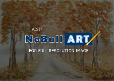 Watercolor Paintings - Autumn Trees Landscape 20 - Watercolor