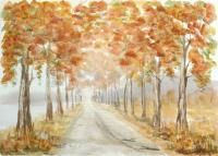 Autumn Trees Landscape 20 - Watercolor Paintings - By Hans Aabeck-Ackermann, Impressionist Painting Artist