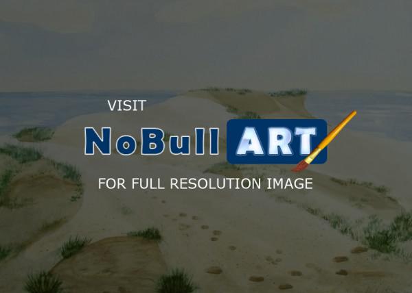 Watercolor Paintings - Seashore Coastline With Dunes - Watercolor