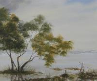 Watercolor Paintings - At The Lakeside Landscape 67 - Watercolor
