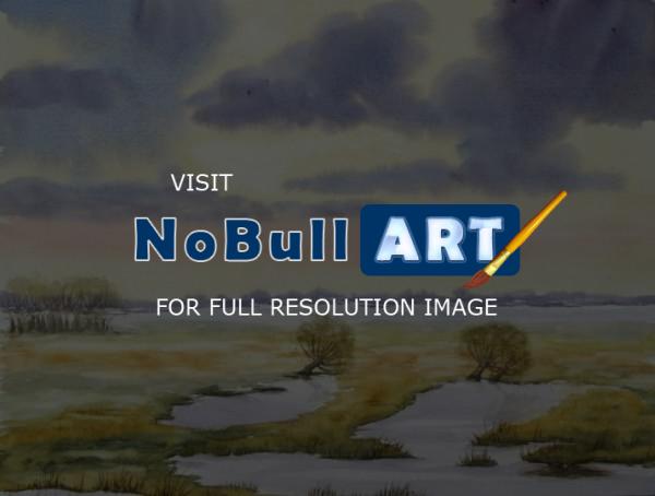 Watercolor Paintings - Wide Landscape 54 - Watercolor