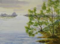 Watercolor Paintings - Springtime By The Riverside 56 - Watercolor