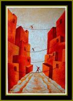 My City - Oil Acrylics Paintings - By Announi Abdelali, Symbolisme Painting Artist