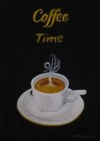Coffee Time - Oil Paintings - By M Mikassio, Pop Art Painting Artist