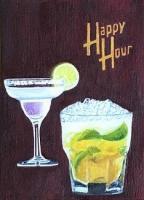 Happy Hour - Oil Paintings - By M Mikassio, Pop Art Painting Artist