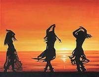 Sunset Dance - Oil Paintings - By M Mikassio, Expressionistic Painting Artist