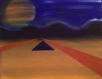 Two Points To The Desert Moon - Oilacrylic Paintings - By Aaron Ulrich, Expressionism Painting Artist