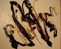 Ivory W Black Copper Silver - Acrylic Paintings - By Glenda Roark, Abstract Painting Artist