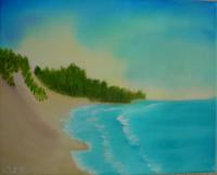 Douglas Dunes Michigan - Oil On Canvas Paintings - By Cathey Schuster, Impressionism Painting Artist