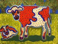 Molly And Milly Moo - Acrylics Paintings - By Judy Katon Heim, Interpretive Painting Artist