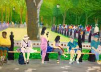 New York City Scenes - Central Park Sunday - Oil On Linen