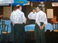 New York City Scenes - Waiters Of Mulberry Street---  Sold - Oil On Canvas