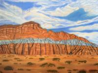 Canyons Buttes  Mountains - Blue Tipped Mesa - Oil On Canvas